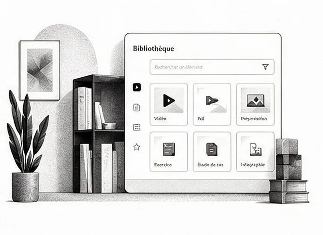 Illustration d'une bibliothèque de contenus de formation