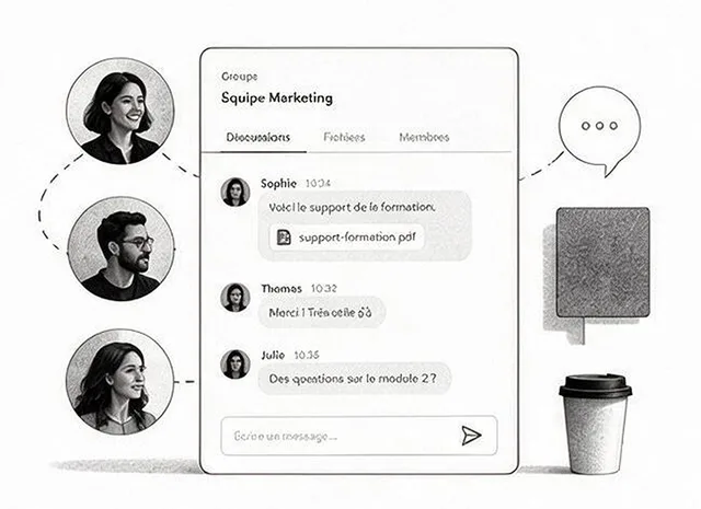Illustration d'une équipe organisée en groupes