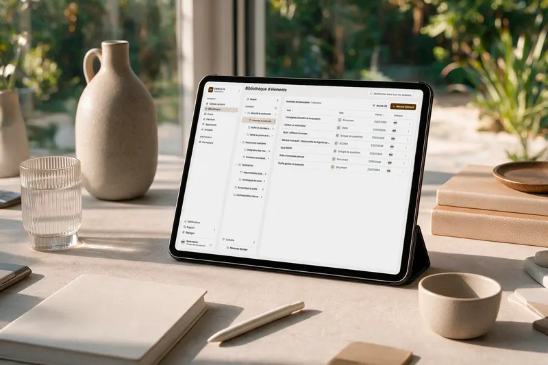 Bibliothèque de contenus Kairny sur une tablette